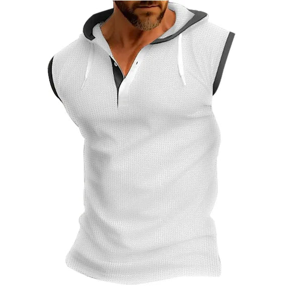 Nuevo Chaleco de verano para hombre, chaleco con capucha pesado, camiseta informal sin mangas a la moda