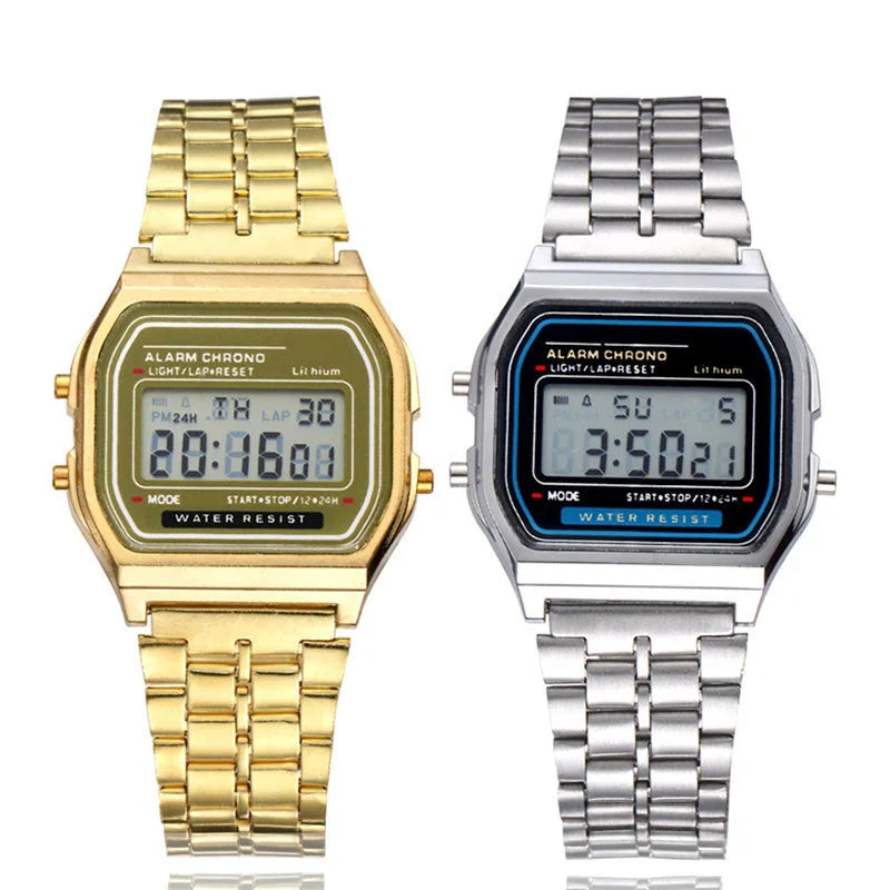 2025 relojes digitales para hombres, reloj de pulsera deportivo resistente al agua, reloj de pulsera LED electrónico dorado para mujeres, reloj informal para hombre