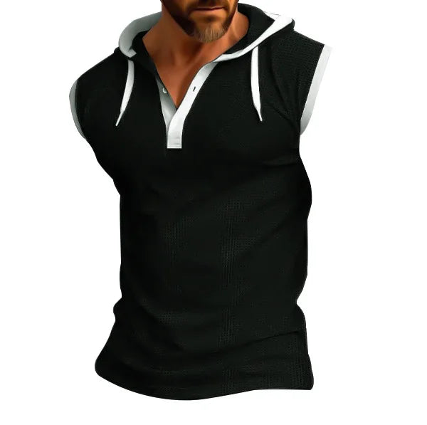Nuevo Chaleco de verano para hombre, chaleco con capucha pesado, camiseta informal sin mangas a la moda