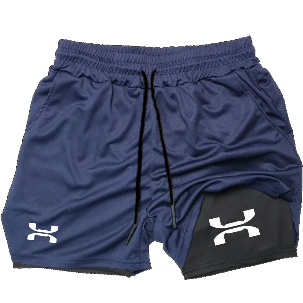 Pantalones cortos deportivos 2 en 1 para hombre, pantalones cortos de secado rápido para entrenamiento, gimnasio, Fitness, trotar, Verano