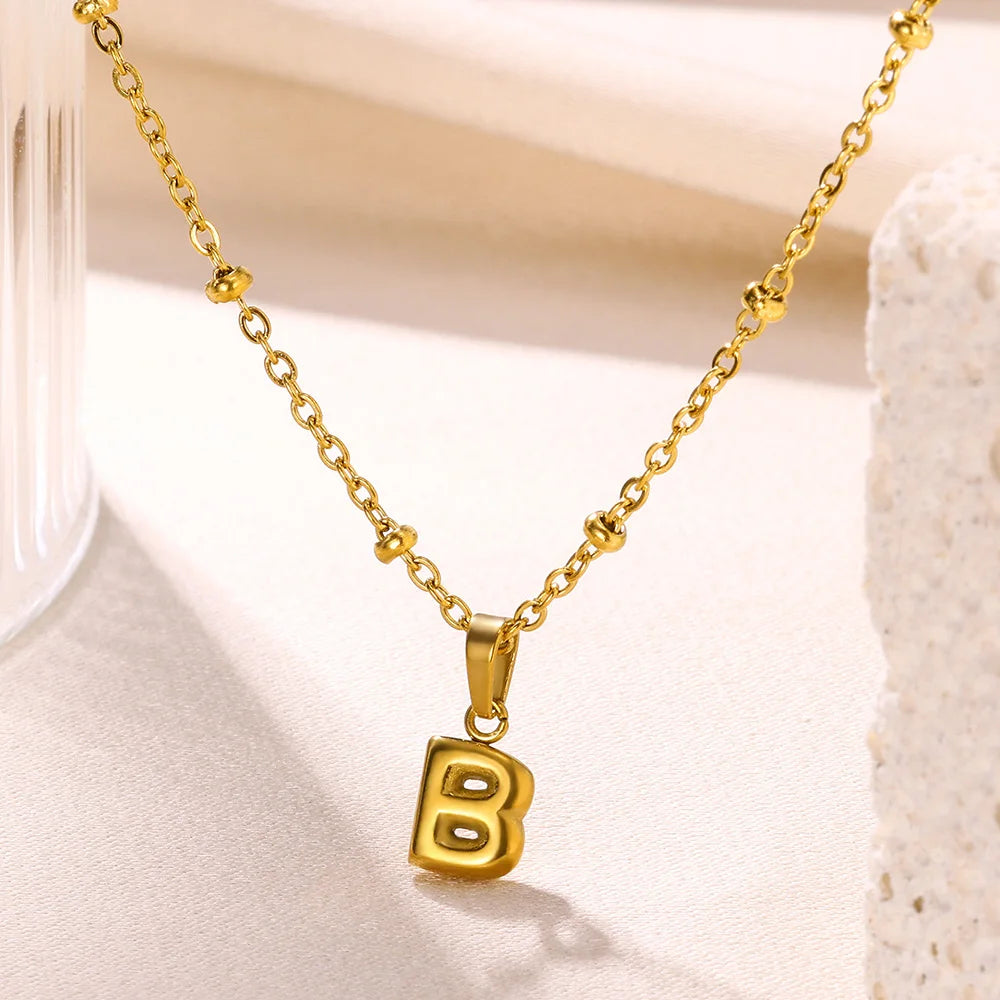 Mini Collares con letras bonitas de acero inoxidable para Mujer, accesorios de joyería minimalistas de Color dorado, Collares para Mujer Tendencia 2024