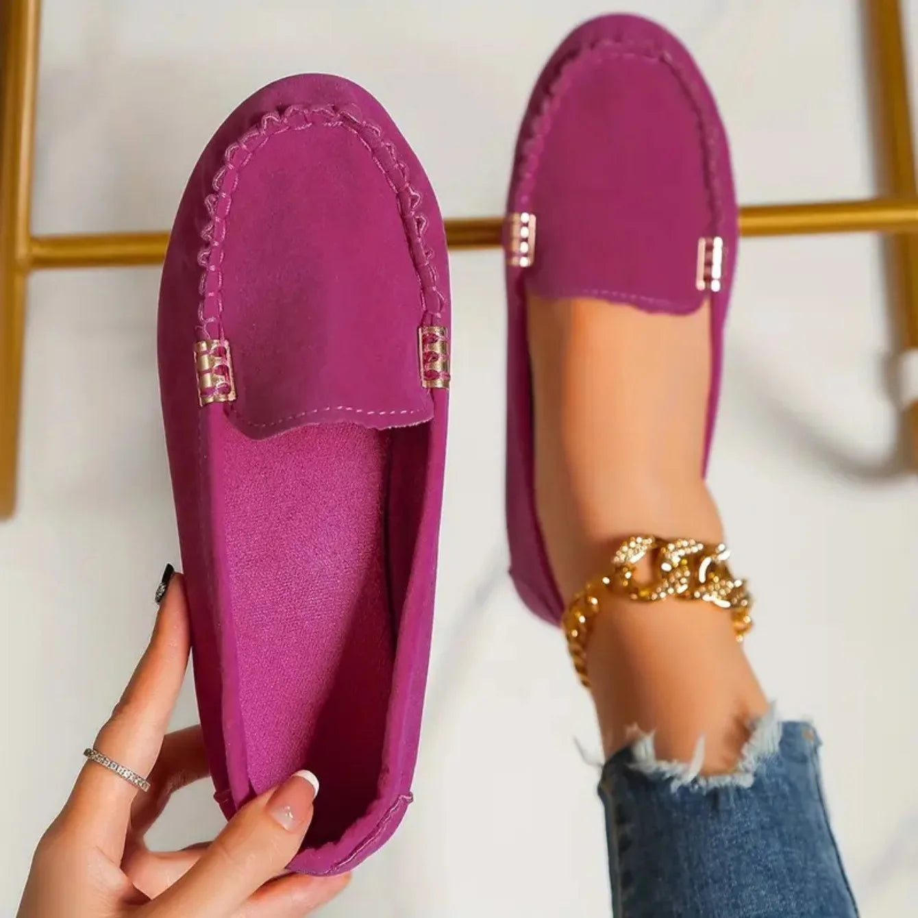 Zapatos informales para Mujer, mocasines planos para primavera y otoño, Zapatos planos De tela vaquera suave antideslizantes a la moda, 2024