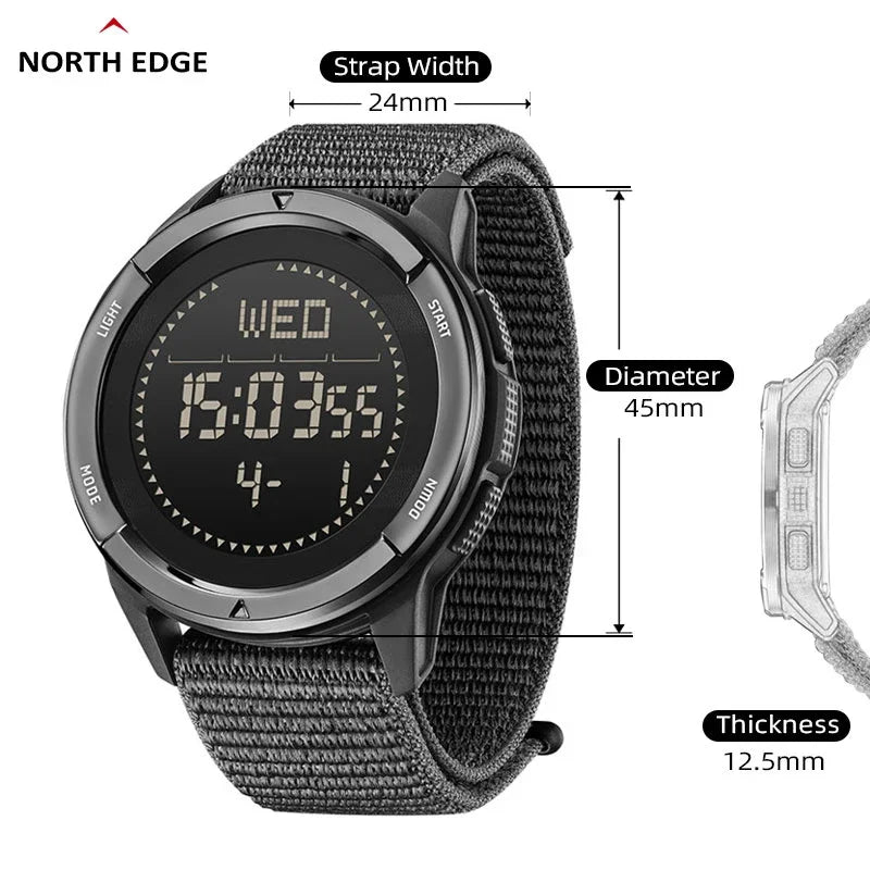 NORTH EDGE ALPS Reloj digital de fibra de carbono para hombre Shock Militray Sports Super ligero Brújula para exteriores Relojes de pulsera impermeables de 50 M
