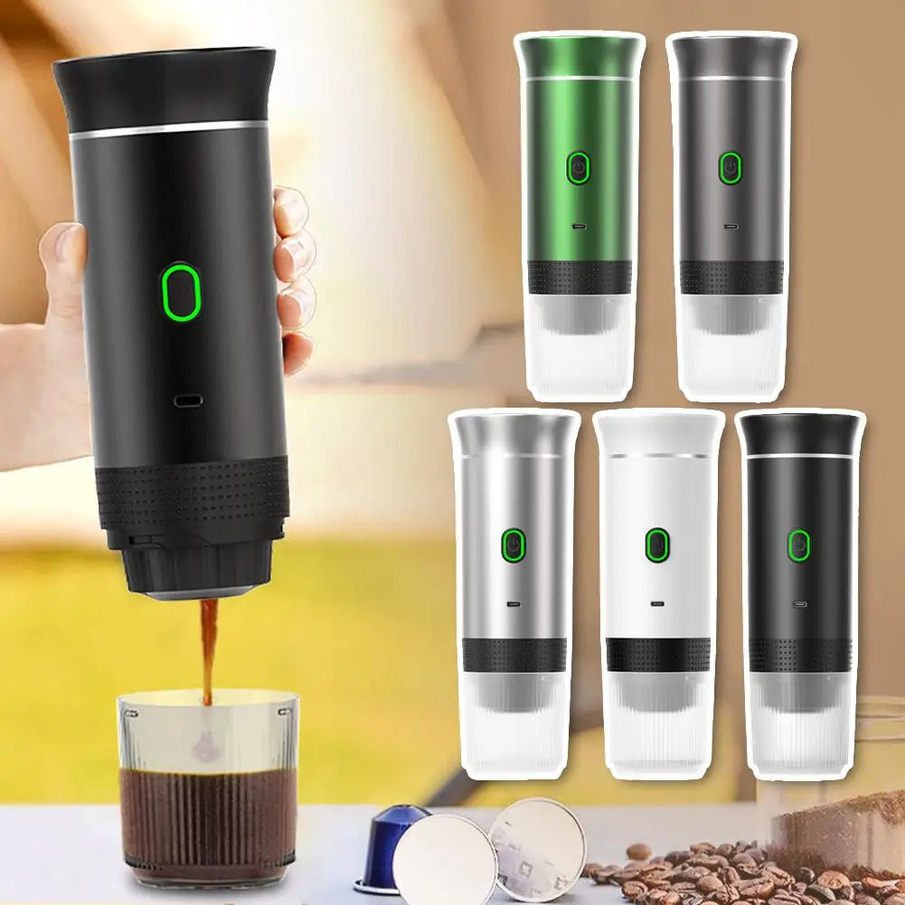 Cafetera eléctrica portátil, máquina de café expreso italiana portátil para coche y hogar, cafetera de viaje en polvo con cápsulas 3 en 1