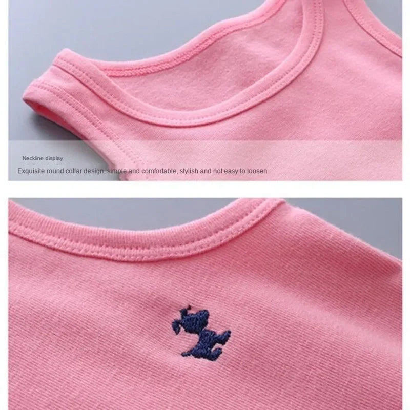 Camisetas de moda para niños y niñas, camiseta gráfica de Color caramelo para bebés, camisetas sin mangas, ropa de verano para niños