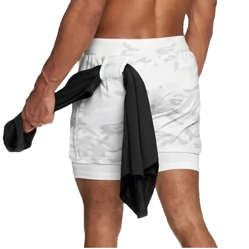 Pantalones cortos para correr 2 en 1 para hombre, pantalones cortos deportivos de dos pisos, ropa deportiva para gimnasio, pantalones cortos para entrenamiento y trotar, ropa para hombre