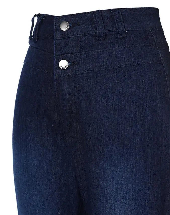 Pantalones vaqueros de cintura alta para mujer, Jeans de moda de otoño, informales, lisos, ajustados, diarios, largos, con fondo de campana, con cinturón, 2022