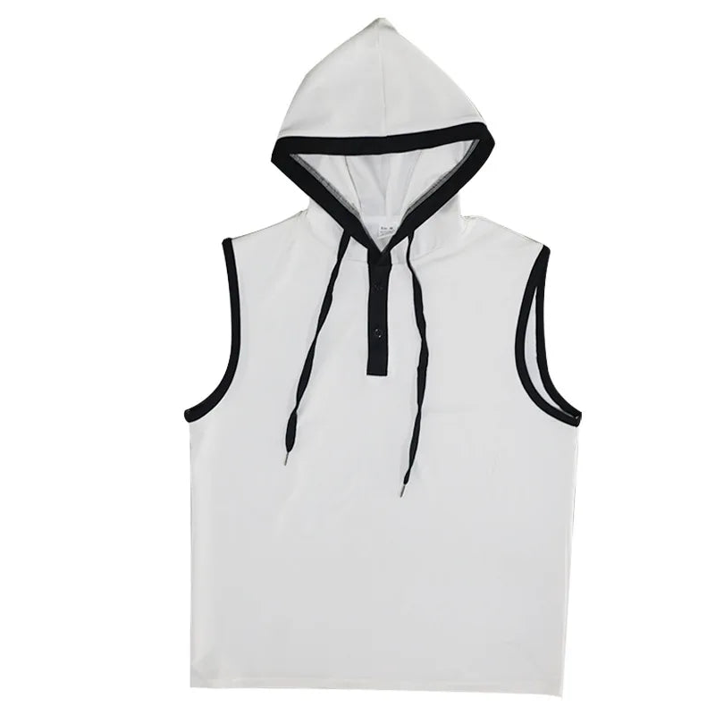 Nuevo Chaleco de verano para hombre, chaleco con capucha pesado, camiseta informal sin mangas a la moda