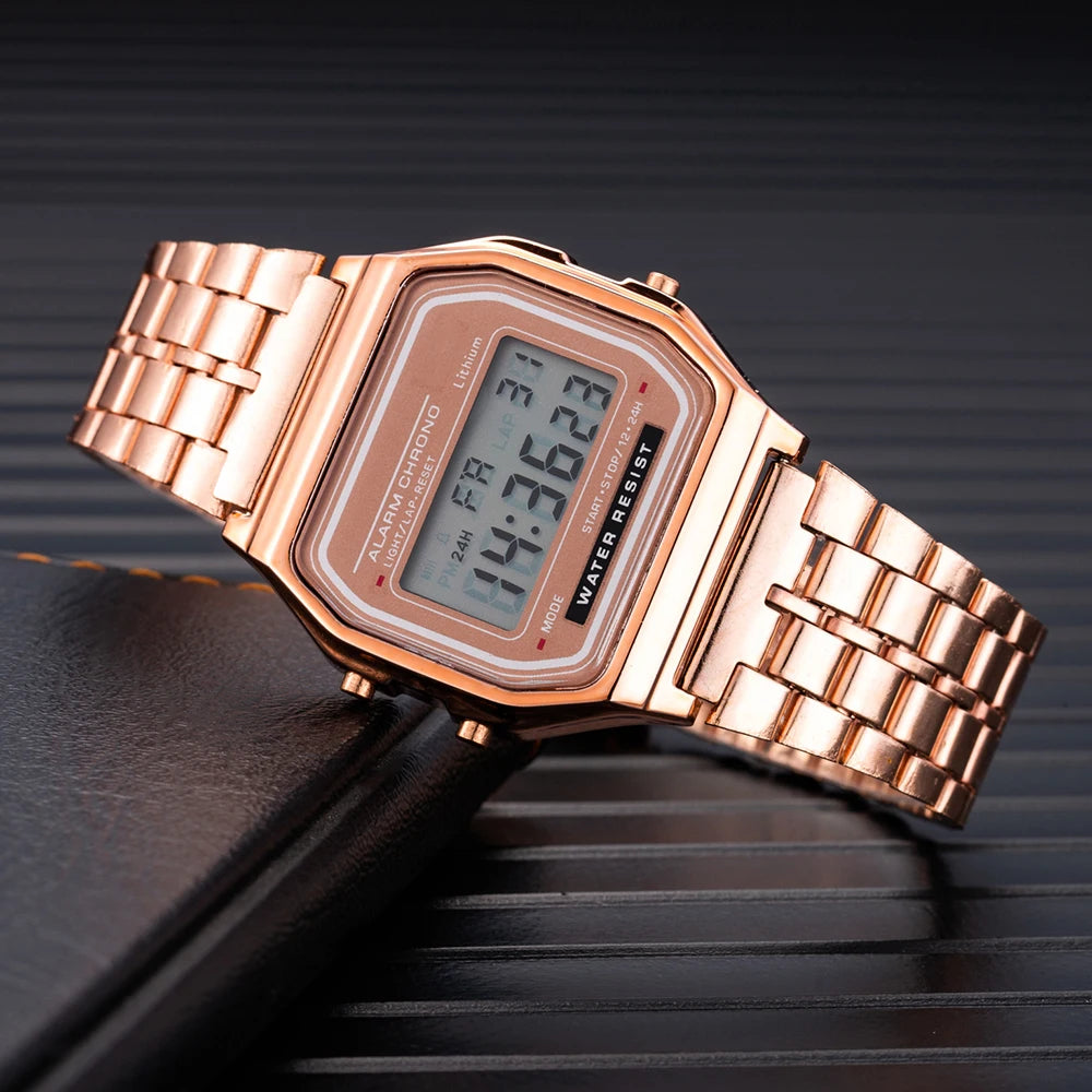 2025 relojes digitales para hombres, reloj de pulsera deportivo resistente al agua, reloj de pulsera LED electrónico dorado para mujeres, reloj informal para hombre