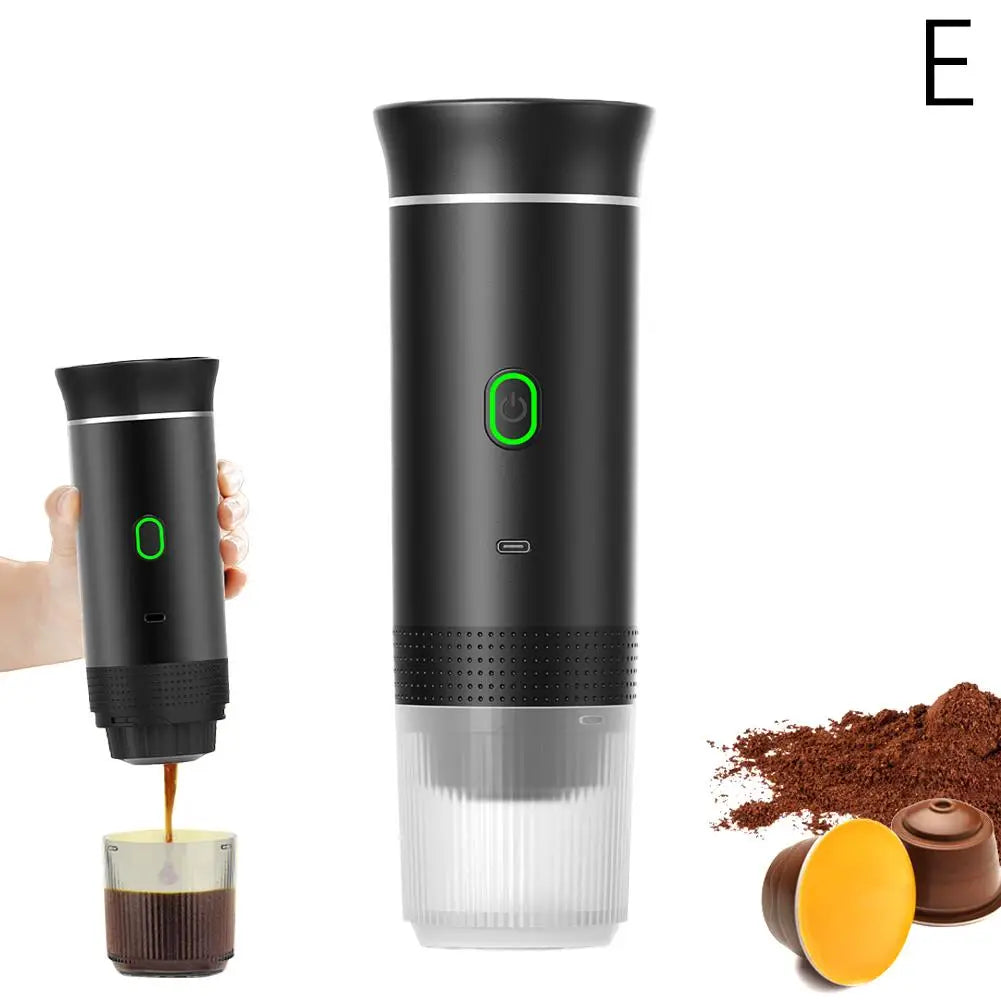 Cafetera eléctrica portátil, máquina de café expreso italiana portátil para coche y hogar, cafetera de viaje en polvo con cápsulas 3 en 1
