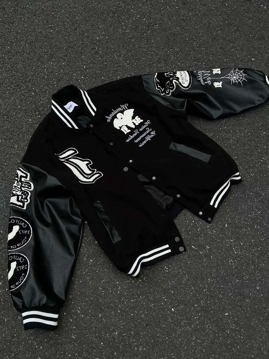 Primavera y otoño nueva chaqueta Retro para hombre Bordado de letras empalme chaqueta de calle de béisbol Hip Hop chaqueta Casual suelta abrigo