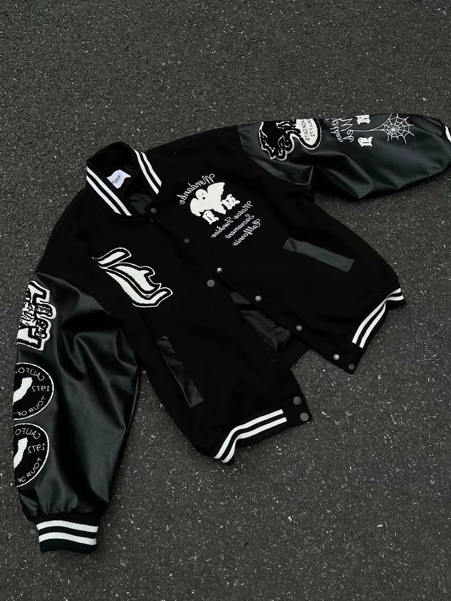 Primavera y otoño nueva chaqueta Retro para hombre Bordado de letras empalme chaqueta de calle de béisbol Hip Hop chaqueta Casual suelta abrigo