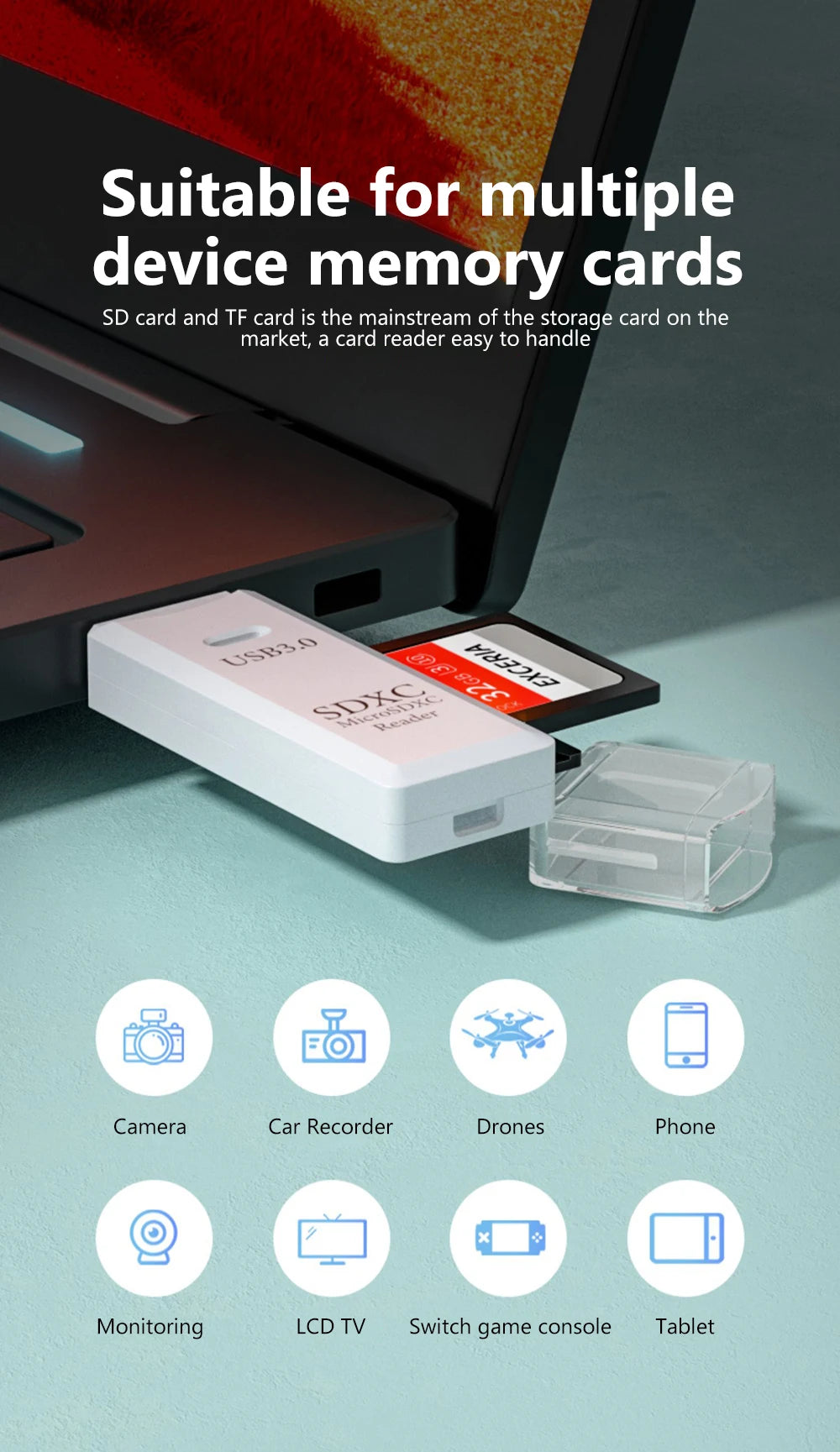 Lector de tarjetas USB 3,0 2 en 1, lector de tarjetas Micro TF sd, adaptador usb, lector de tarjetas de alta velocidad, tarjeta de memoria TF para PC, accesorios para ordenador portátil