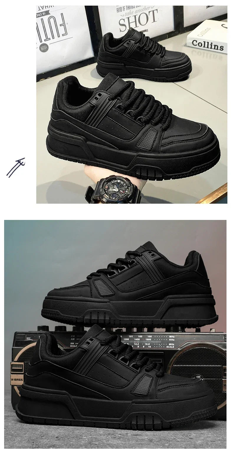 2025 nuevos zapatos de hombre tendencia de primavera todos los deportes ocio Color sólido zapatos bajos suelas gruesas aumentar la marea del pan zapatos