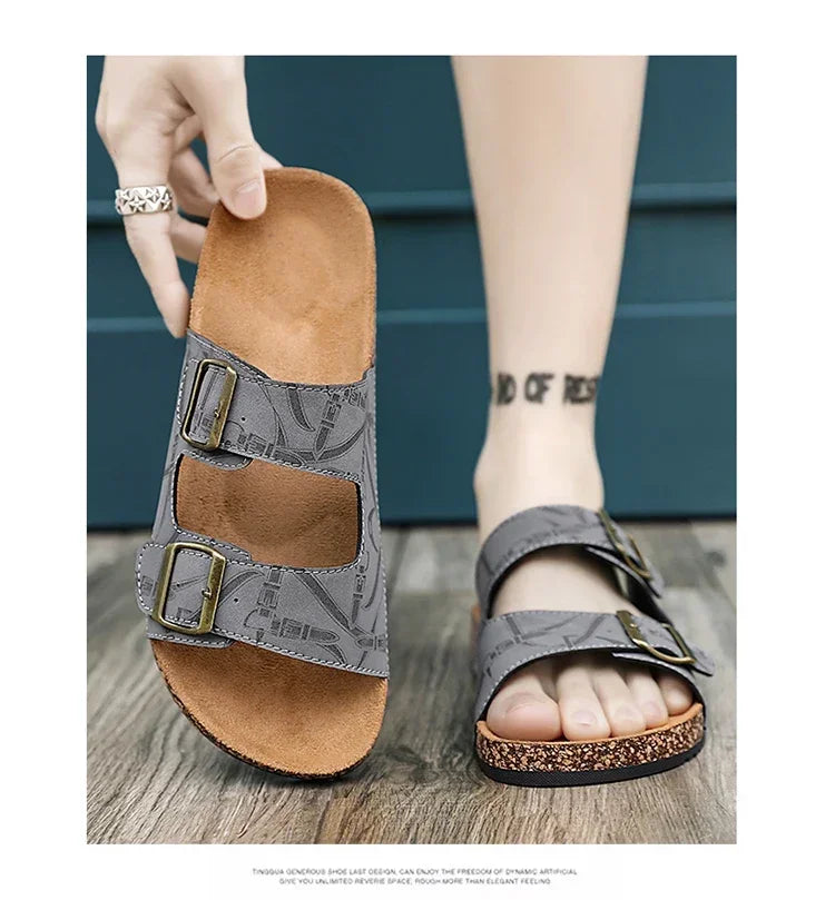 Sandalias de playa, sandalias de cuero para hombre, zapatillas cómodas de diseñador para hombre, zapatos de marcas originales, zapatos de verano para hombre 2025