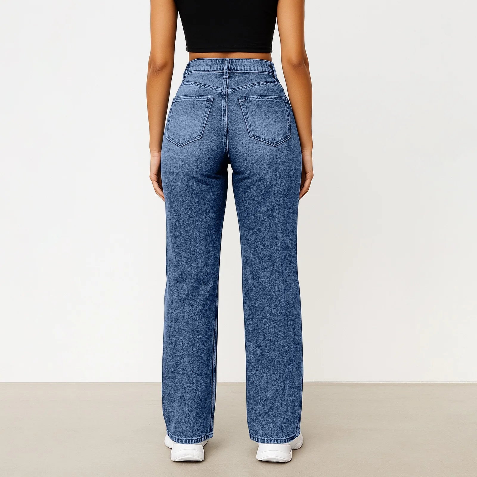 2025 nuevo Vintage Casual moda mujer Jeans tendencia tubo recto cintura alta Casual Jeans Color sólido Mujer Pantalones rectos