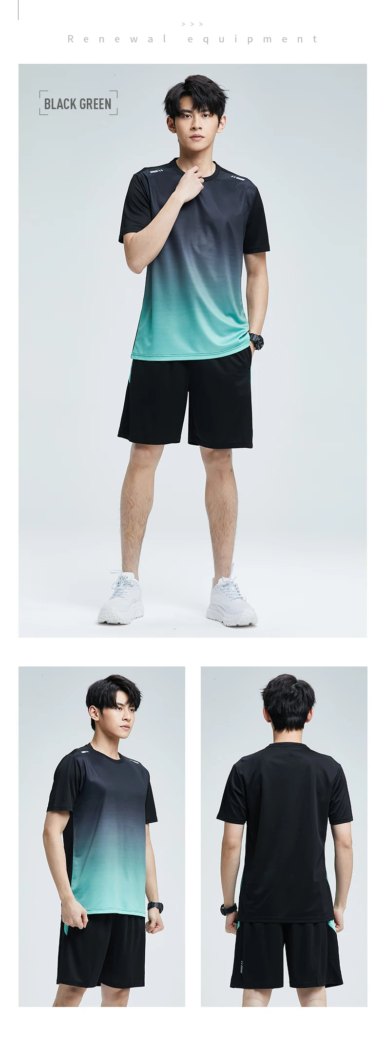 Ropa Deportiva de seda de hielo para hombre, Conjunto de camiseta de manga corta de secado rápido para verano, correr por la mañana, entrenamiento de baloncesto, Sh