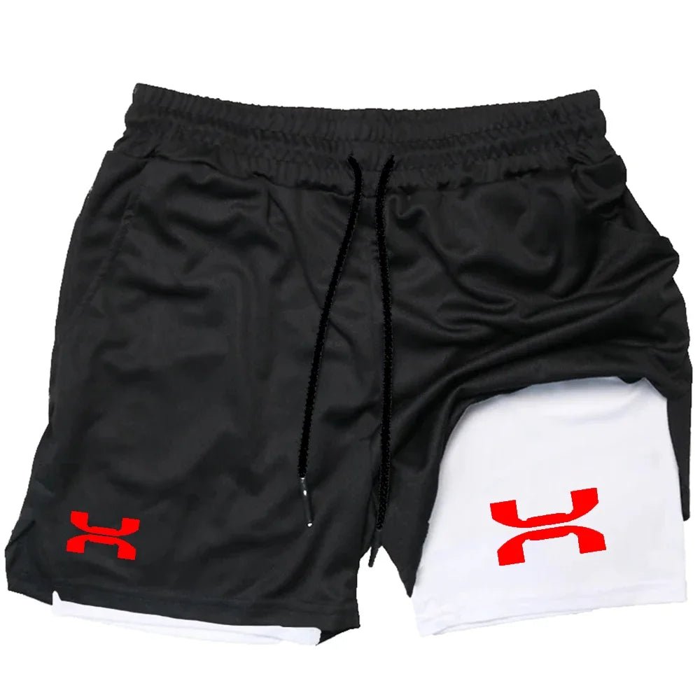 Pantalones cortos deportivos 2 en 1 para hombre, pantalones cortos de secado rápido para entrenamiento, gimnasio, Fitness, trotar, Verano