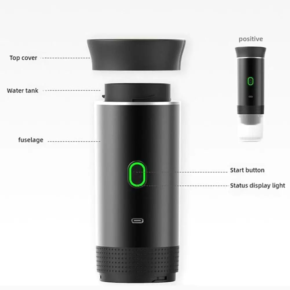 Cafetera eléctrica portátil, máquina de café expreso italiana portátil para coche y hogar, cafetera de viaje en polvo con cápsulas 3 en 1
