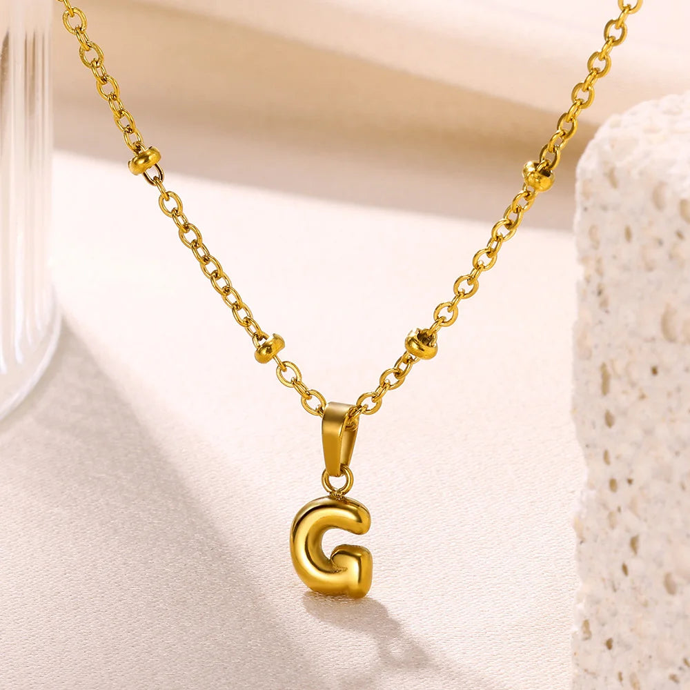 Mini Collares con letras bonitas de acero inoxidable para Mujer, accesorios de joyería minimalistas de Color dorado, Collares para Mujer Tendencia 2024