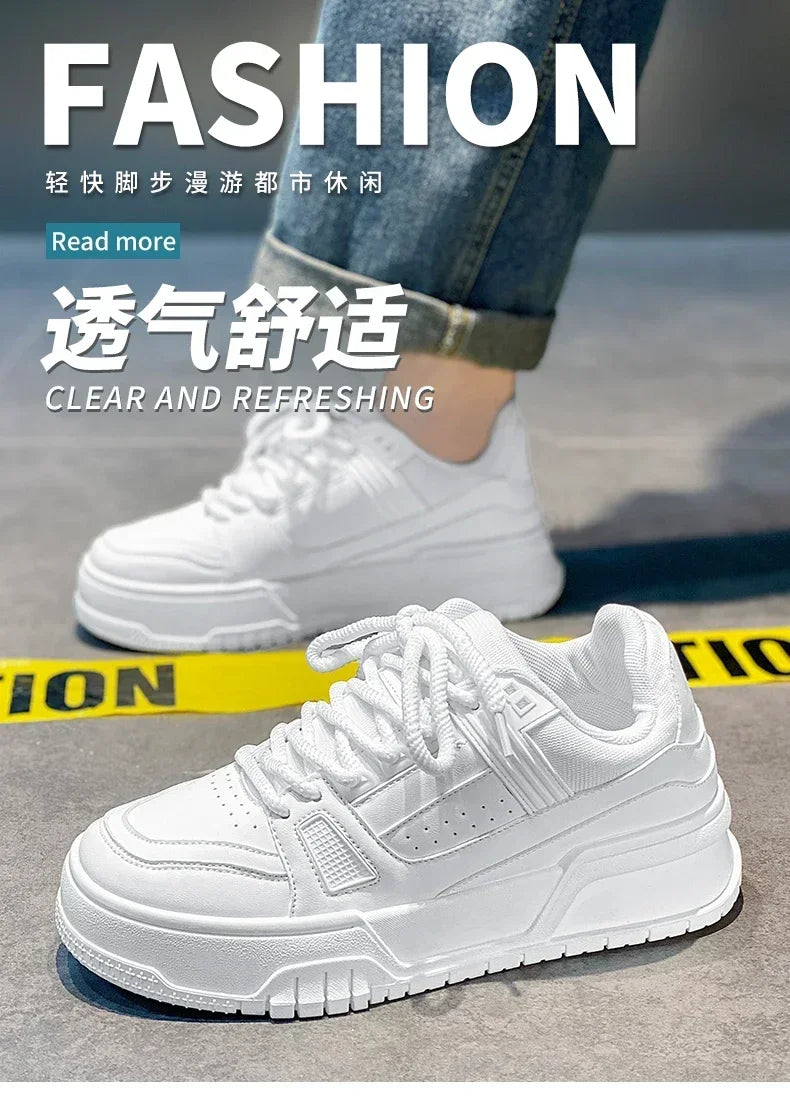 2025 nuevos zapatos de hombre tendencia de primavera todos los deportes ocio Color sólido zapatos bajos suelas gruesas aumentar la marea del pan zapatos
