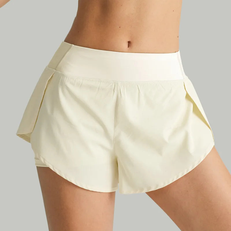 Pantalones cortos deportivos de doble cubierta para mujer, ropa deportiva para correr, Yoga, gimnasio, entrenamiento, trotar, Verano