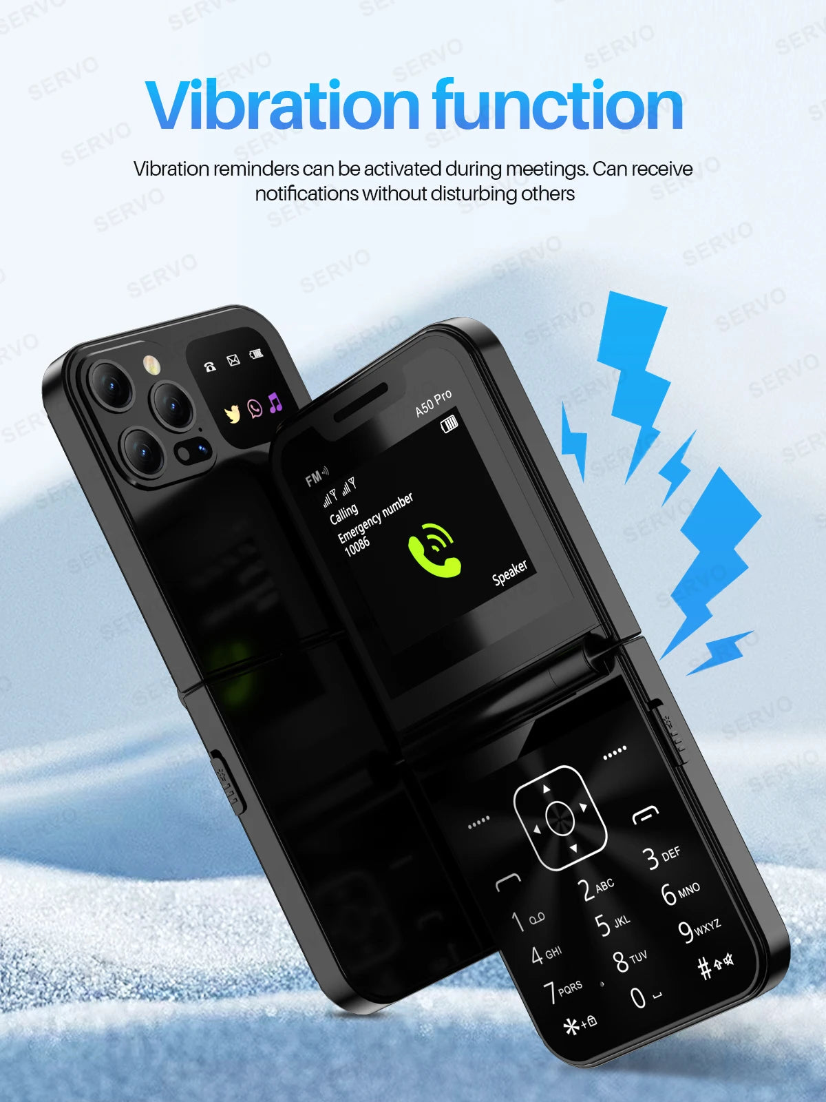 SERVO A50 PRO Flip teléfono móvil 2G GSM 2,4 "pantalla grabadora de llamadas automática marcación rápida 2 SIM televisores plegables oficial auténtico