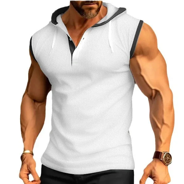 Nuevo Chaleco de verano para hombre, chaleco con capucha pesado, camiseta informal sin mangas a la moda