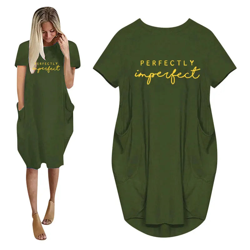 Vestido holgado de manga corta de verano para mujer, vestido de talla grande con bolsillo, estilo camiseta, Mini Vestidos informales sueltos de verano