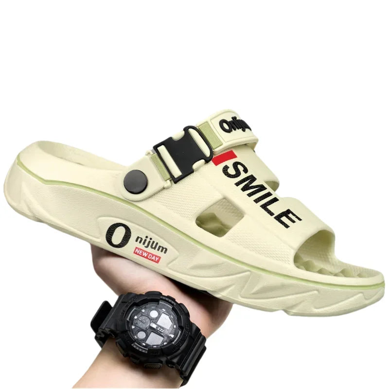 2025 nuevas zapatillas de masaje para hombres, sandalias para interiores y exteriores, zuecos deslizantes suaves y cómodos para la playa, zapatos casuales, Zapatillas de casa para hombres y mujeres