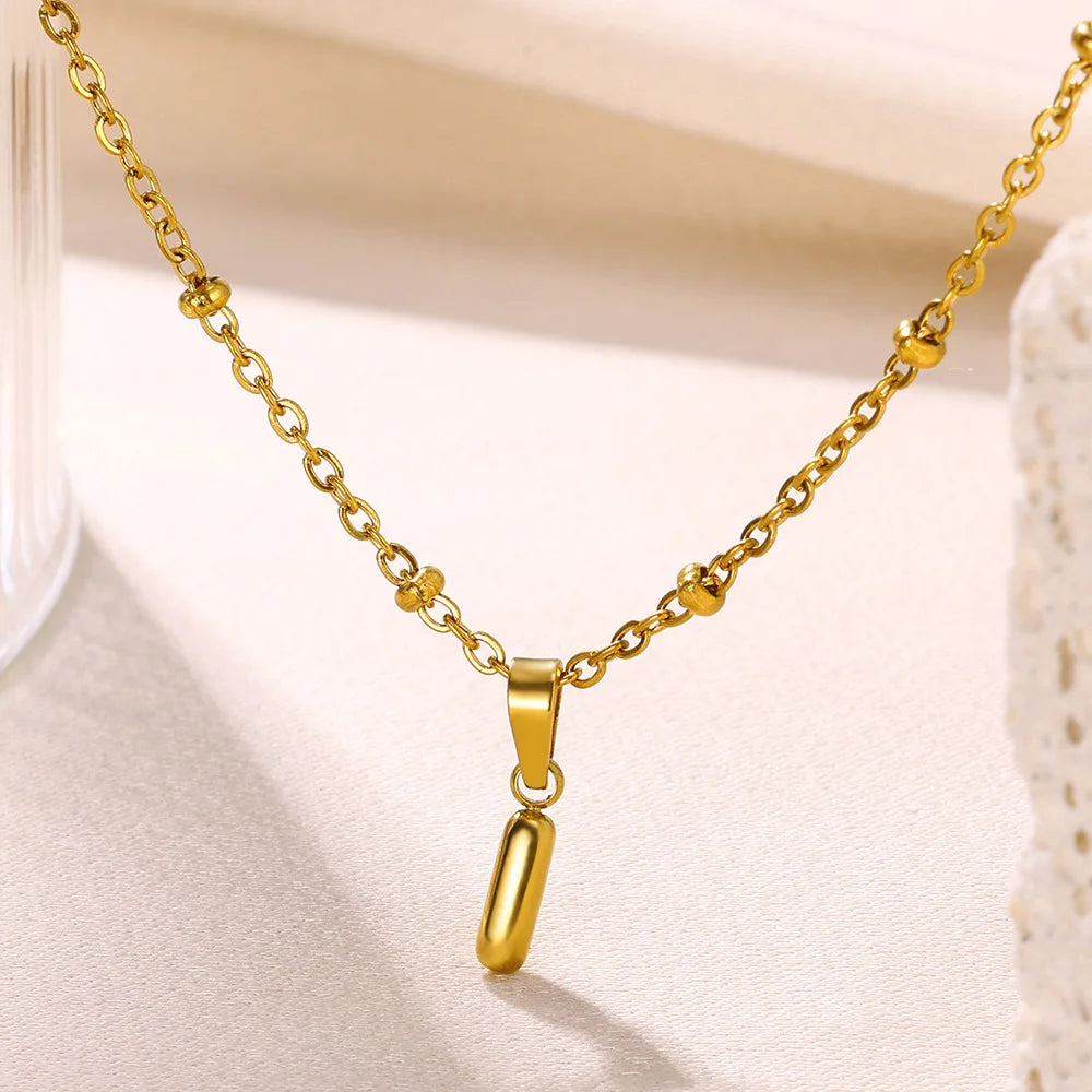 Mini Collares con letras bonitas de acero inoxidable para Mujer, accesorios de joyería minimalistas de Color dorado, Collares para Mujer Tendencia 2024