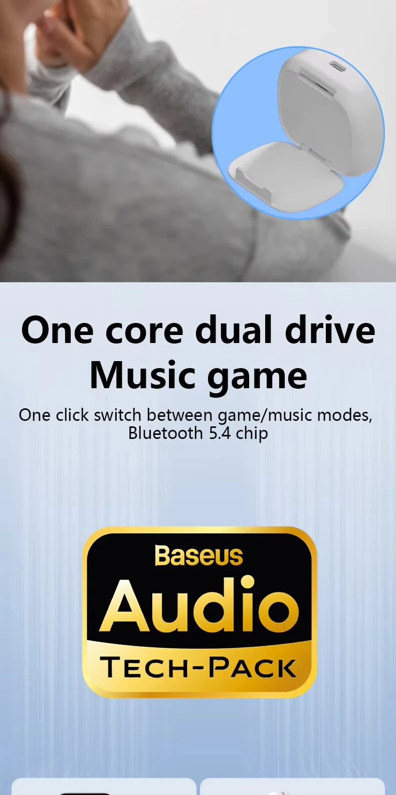Auricular Wireless Bluetooth Earphones In Ear Noise Reduction Sports Waterproof for Android, iOS, PC Long Battery Life