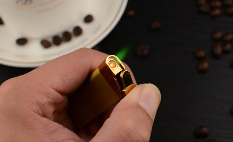 Encendedor de cigarrillos de Gas butano inflable ultradelgado, antorcha a prueba de viento, Encendedor de Metal Jet, herramientas para fumar, Mini Encendedor novedoso, regalo