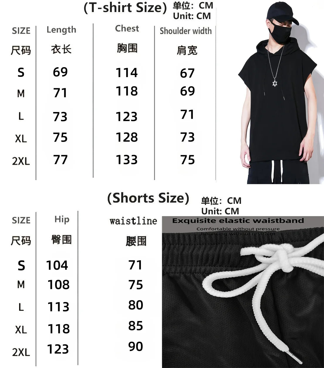 Camiseta deportiva de manga corta con capucha y pantalones cortos transpirables para hombre, conjunto de entrenamiento integral, ropa refrescante y de secado rápido