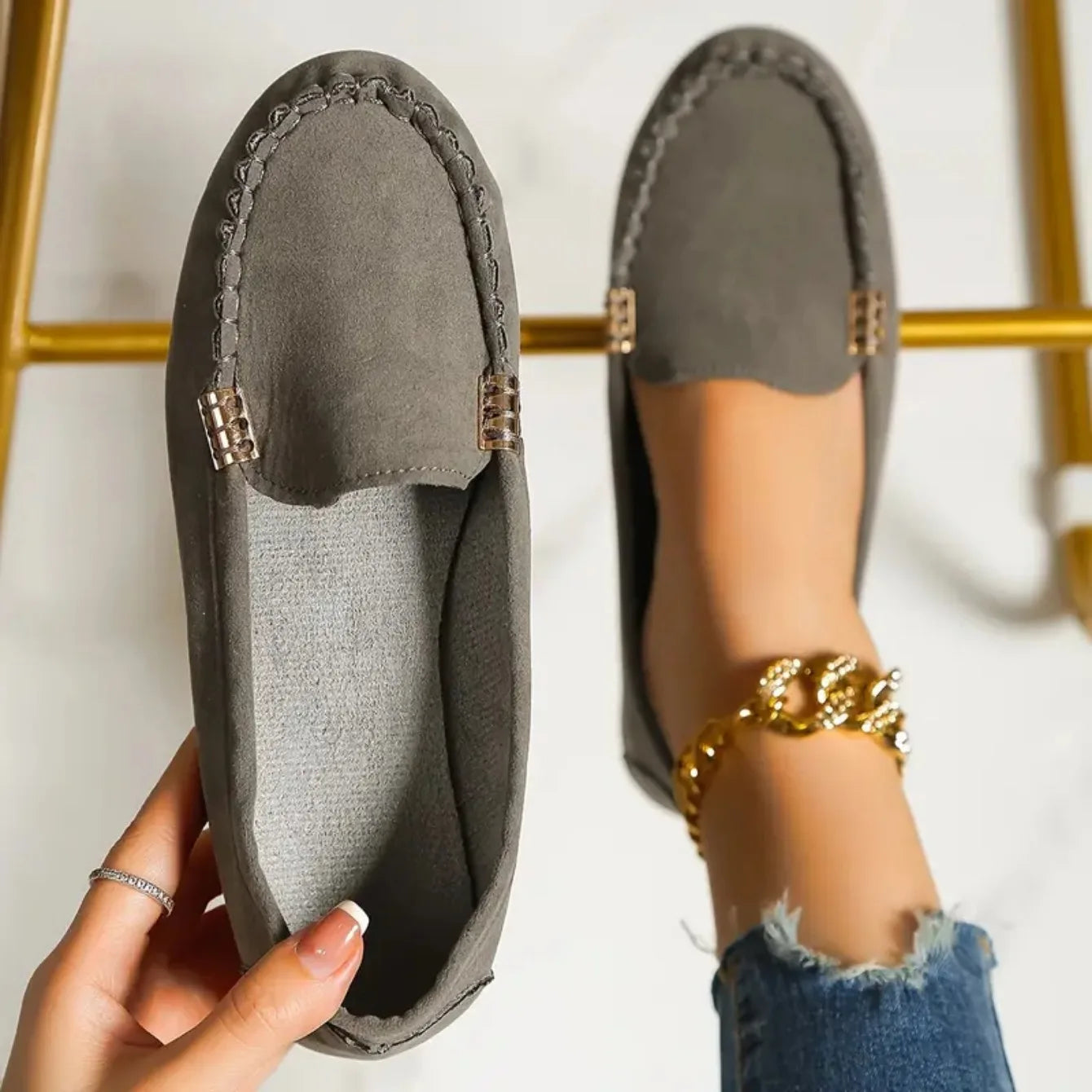 Zapatos informales para Mujer, mocasines planos para primavera y otoño, Zapatos planos De tela vaquera suave antideslizantes a la moda, 2024