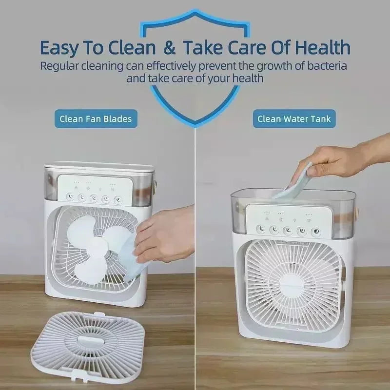 Nuevo ventilador 3 en 1, aire acondicionado, Mini enfriador de aire para el hogar, luz LED nocturna, humidificador portátil, ventilador de ajuste de aire, ventilador para oficina y hogar