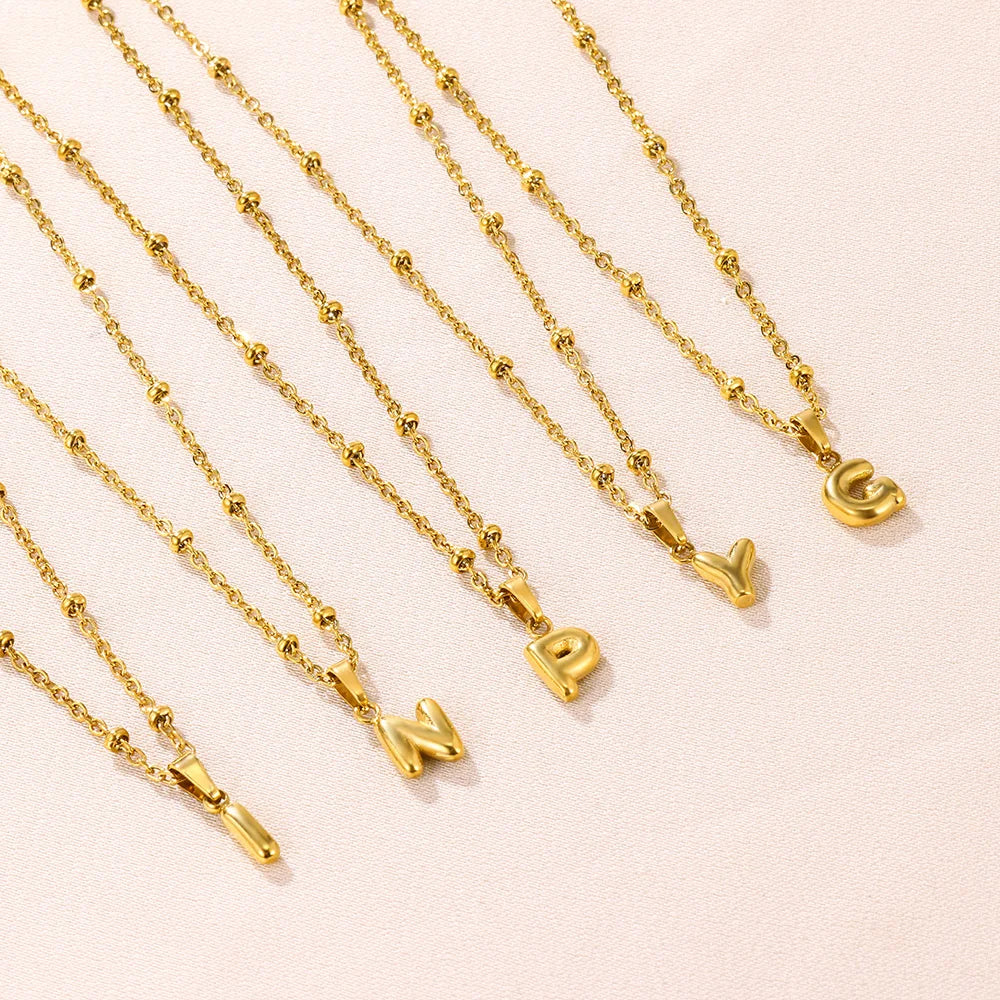 Mini Collares con letras bonitas de acero inoxidable para Mujer, accesorios de joyería minimalistas de Color dorado, Collares para Mujer Tendencia 2024