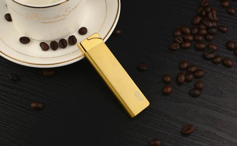 Encendedor de cigarrillos de Gas butano inflable ultradelgado, antorcha a prueba de viento, Encendedor de Metal Jet, herramientas para fumar, Mini Encendedor novedoso, regalo