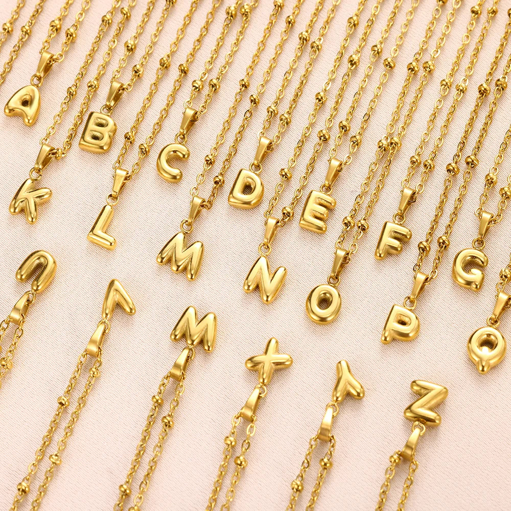 Mini Collares con letras bonitas de acero inoxidable para Mujer, accesorios de joyería minimalistas de Color dorado, Collares para Mujer Tendencia 2024