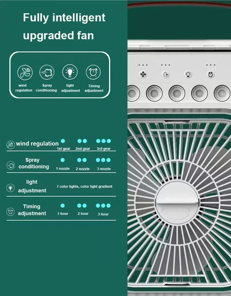 Nuevo ventilador 3 en 1, aire acondicionado, Mini enfriador de aire para el hogar, luz LED nocturna, humidificador portátil, ventilador de ajuste de aire, ventilador para oficina y hogar