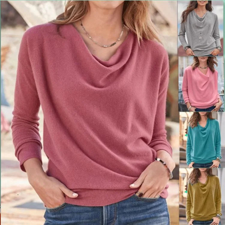 Camiseta elegante de manga larga a la moda para mujer, nueva camiseta, Tops para mujer, Camisetas Mujeres Tendencias 2024, 2024