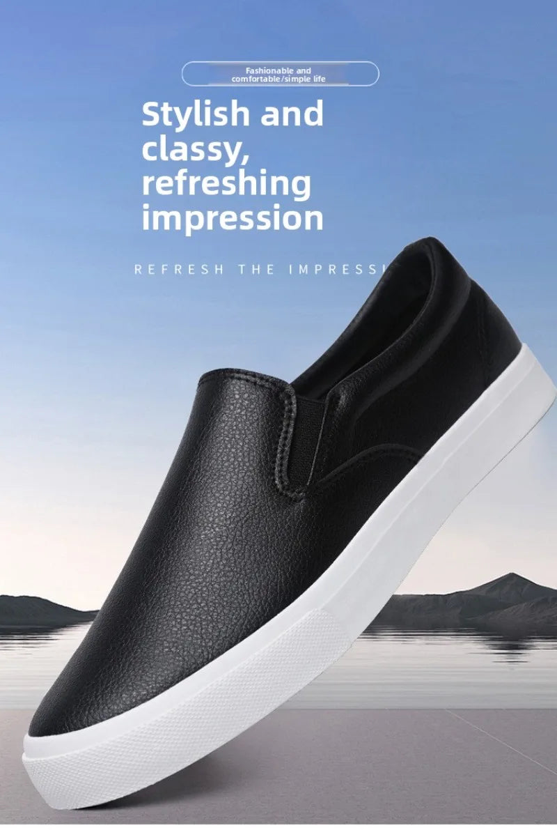Zapatos Informales De Cuero Para Hombre, Calzado Plano Conciso, Mocasines Sin Cordones, 2 Colores, Moda De Primavera, Novedad