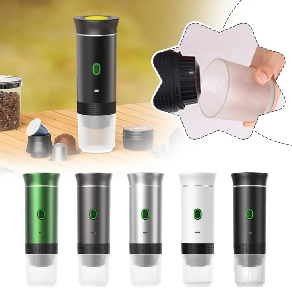 Cafetera eléctrica portátil, máquina de café expreso italiana portátil para coche y hogar, cafetera de viaje en polvo con cápsulas 3 en 1