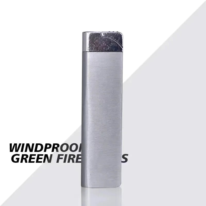 Encendedor de Cigarrillos de Gas butano inflable ultrafino, antorcha a prueba de viento, Encendedor de Metal, herramientas para fumar, Mini encendedor novedoso de regalo