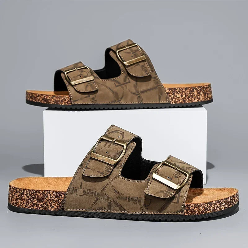 Sandalias de playa, sandalias de cuero para hombre, zapatillas cómodas de diseñador para hombre, zapatos de marcas originales, zapatos de verano para hombre 2025