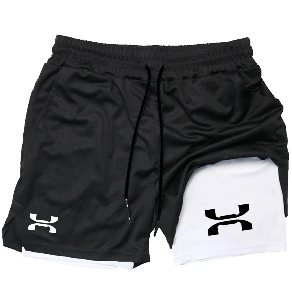 Pantalones cortos deportivos 2 en 1 para hombre, pantalones cortos de secado rápido para entrenamiento, gimnasio, Fitness, trotar, Verano