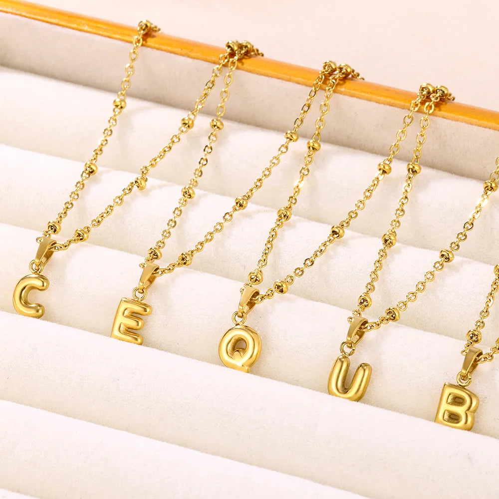 Mini Collares con letras bonitas de acero inoxidable para Mujer, accesorios de joyería minimalistas de Color dorado, Collares para Mujer Tendencia 2024
