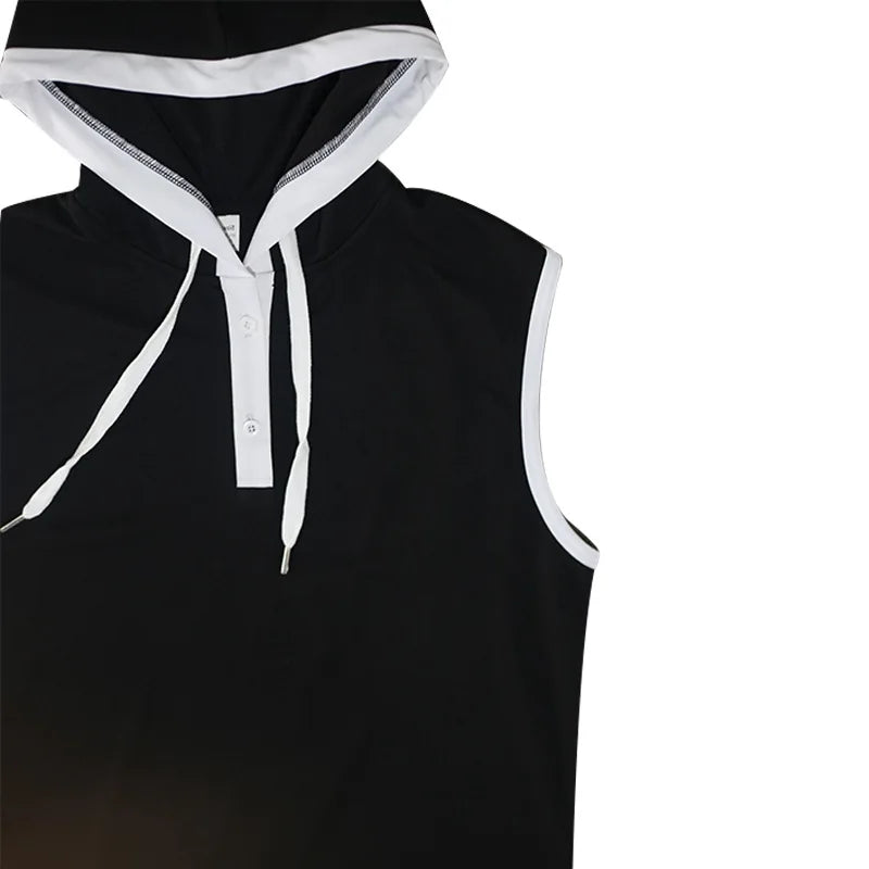 Nuevo Chaleco de verano para hombre, chaleco con capucha pesado, camiseta informal sin mangas a la moda
