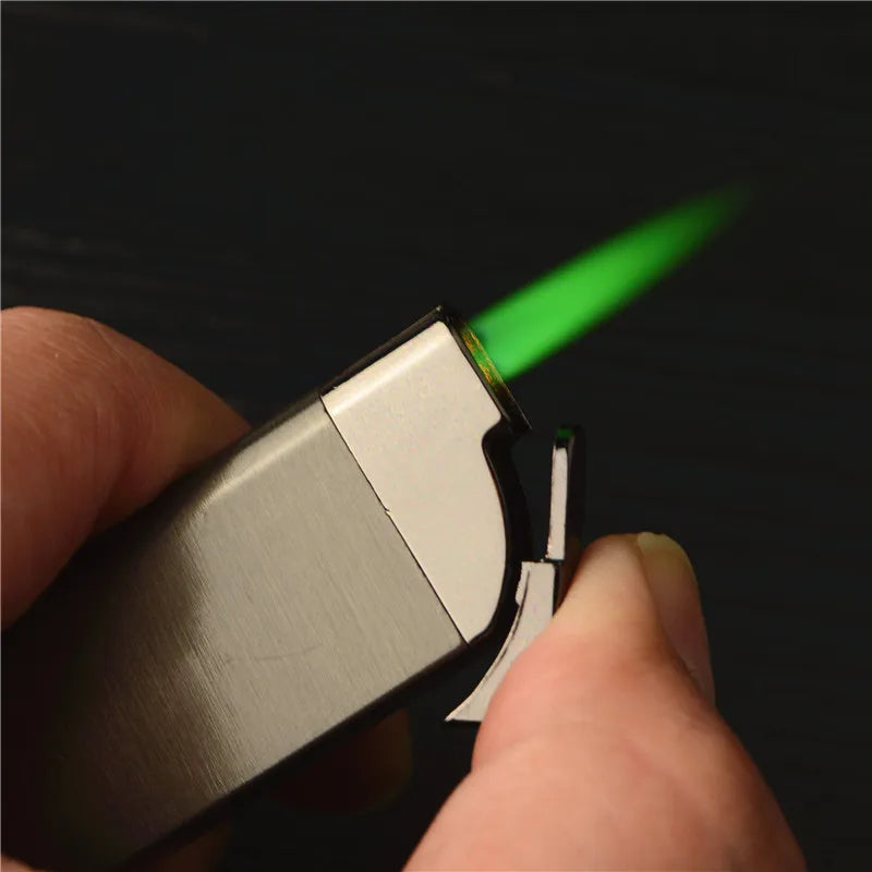 Encendedor de cigarrillos de Gas butano inflable ultradelgado, antorcha a prueba de viento, Encendedor de Metal Jet, herramientas para fumar, Mini Encendedor novedoso, regalo