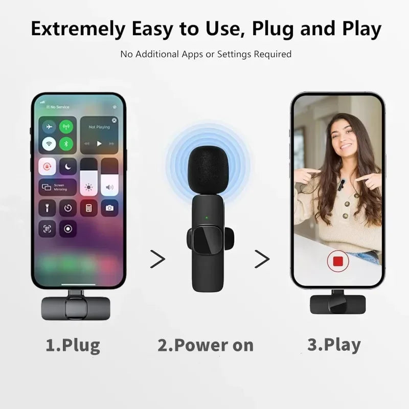 Mini micrófono inalámbrico para teléfonos móviles micrófono Lavalier inalámbrico para iPhone grabación de vídeo transmisión en vivo YouTube Tik